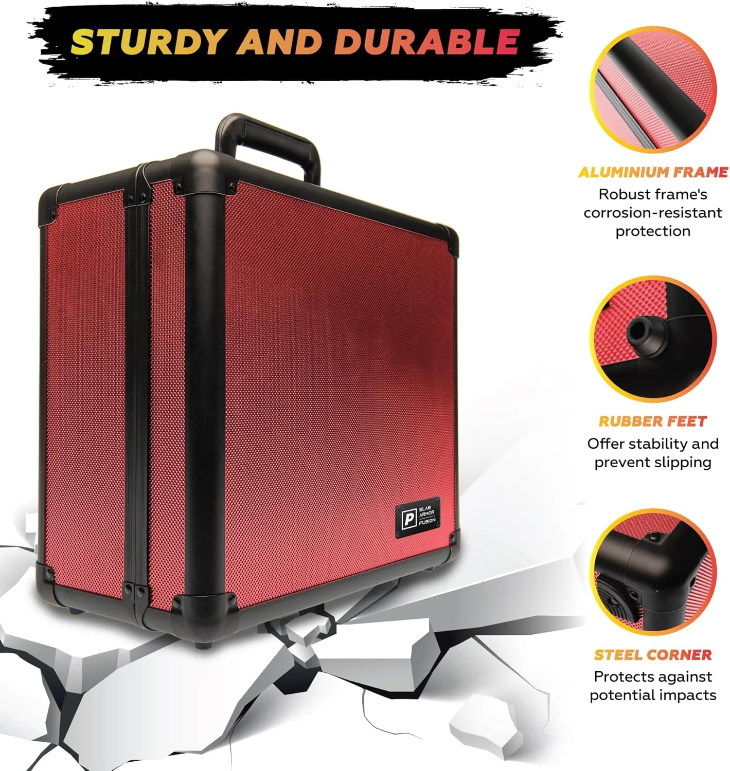 SLAB ARMOR FUSION 120  3 Row Psa Graded Card Storage Box Graded Card Case Psa Slab Case for Graded Cards Psa Card Case Baseball Card Cases for Sports Cards Storage (RED)