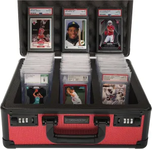 SLAB ARMOR FUSION 120  3 Row Psa Graded Card Storage Box Graded Card Case Psa Slab Case for Graded Cards Psa Card Case Baseball Card Cases for Sports Cards Storage (RED)