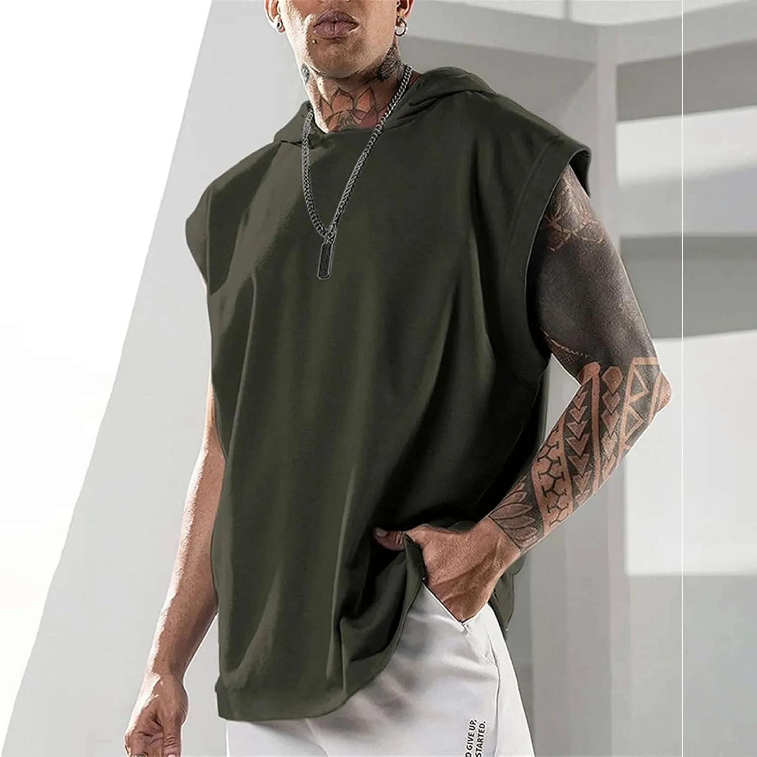 Sleeveless Hoodies for Men Quick Dry Cut Off Shirts Gym Workout Hooded Tank Tops Athletic Muscle Shirt Active Wear 2025