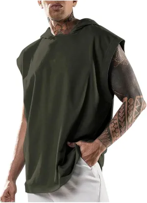 Sleeveless Hoodies for Men Quick Dry Cut Off Shirts Gym Workout Hooded Tank Tops Athletic Muscle Shirt Active Wear 2025