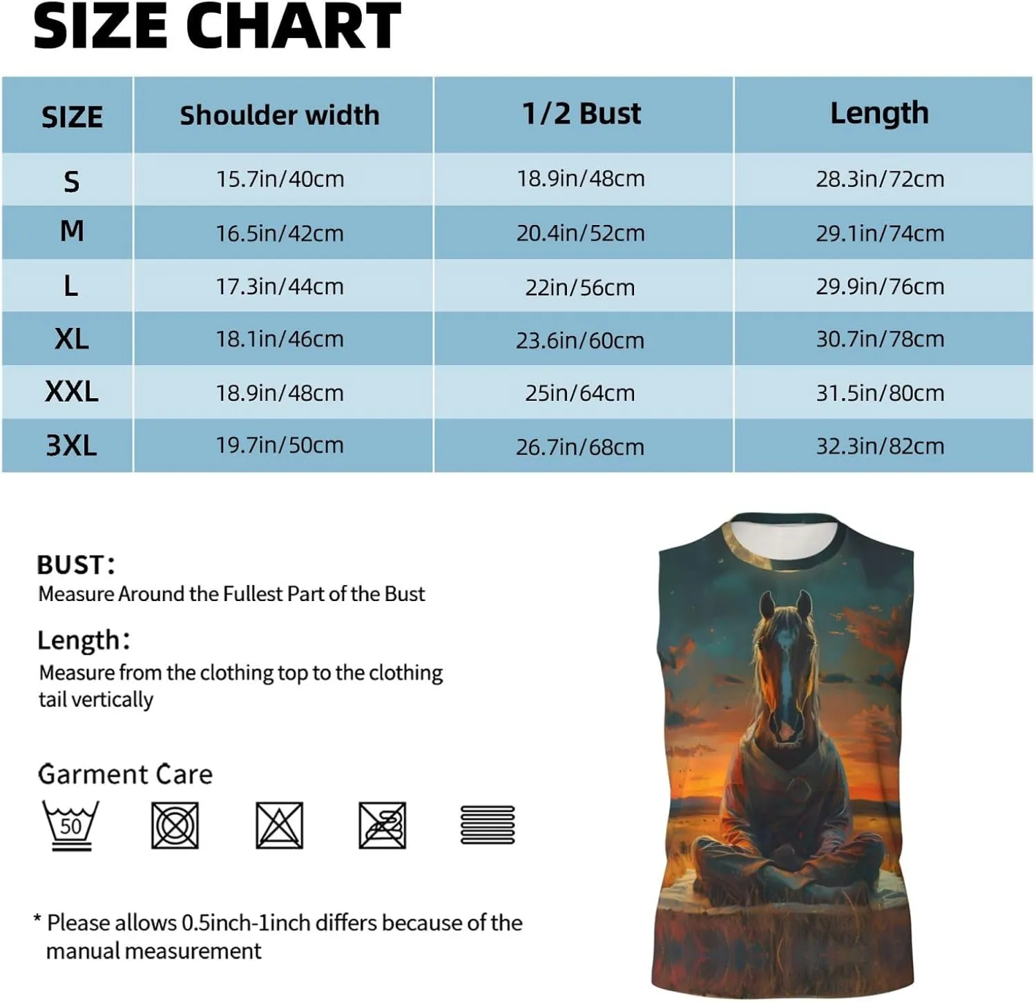 Sleeveless Shirts for Men - Sunset Prairie Meditating Horse Graphic Tank Tops Men, Running Workout Gym Tank Tops for Men