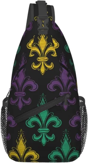 Sling Backpack Bag For Men 3d Fleur De Lis Mardi Gras Cross Chest Bag Crossbody Shoulder Bag Travel Hiking Daypack