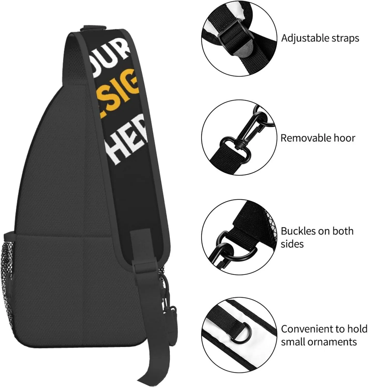 Sling Backpack for Men&Women Personalized Crossbody Sling Bags with Photo Name Logo Customized Chest Bag Travel Hiking