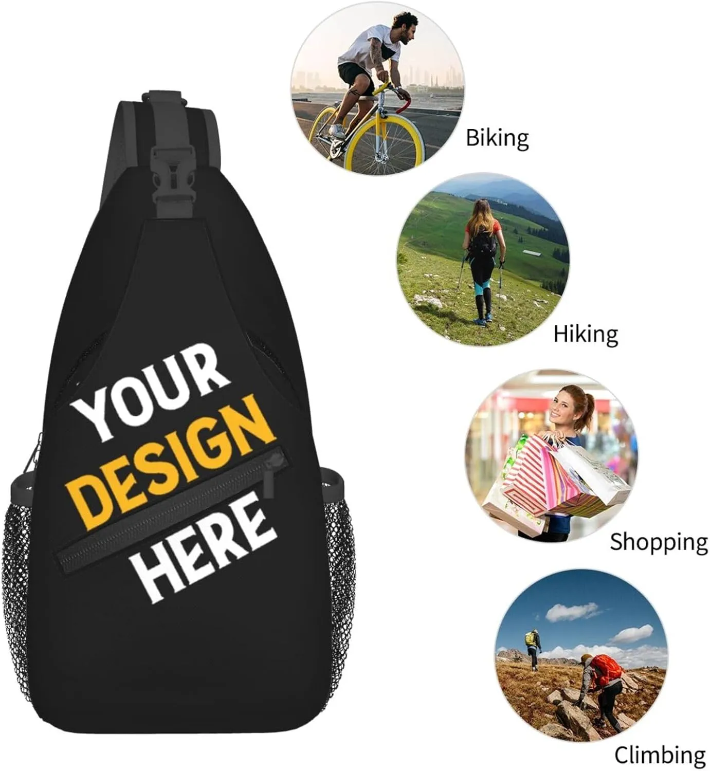 Sling Backpack for Men&Women Personalized Crossbody Sling Bags with Photo Name Logo Customized Chest Bag Travel Hiking