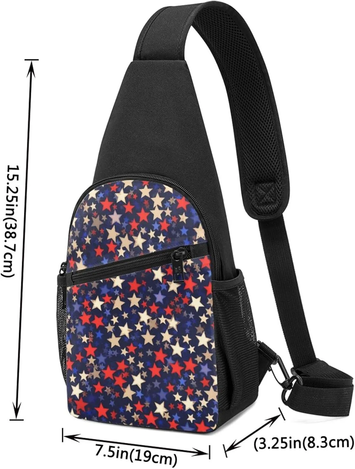 Sling Bag Backpack for Men Women Crossbody Stars American Chest Bag Crossbody Bag for Travel Sport Running