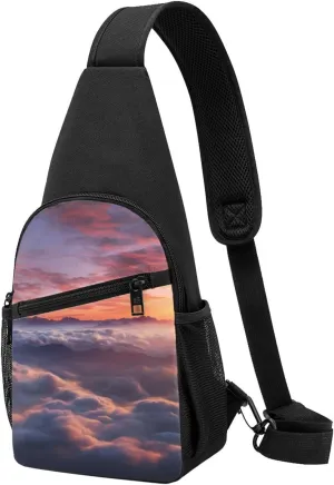 Sling Bag Backpack for Men Women Crossbody Sunrise Clouds Chest Bag Crossbody Bag for Travel Sport Running