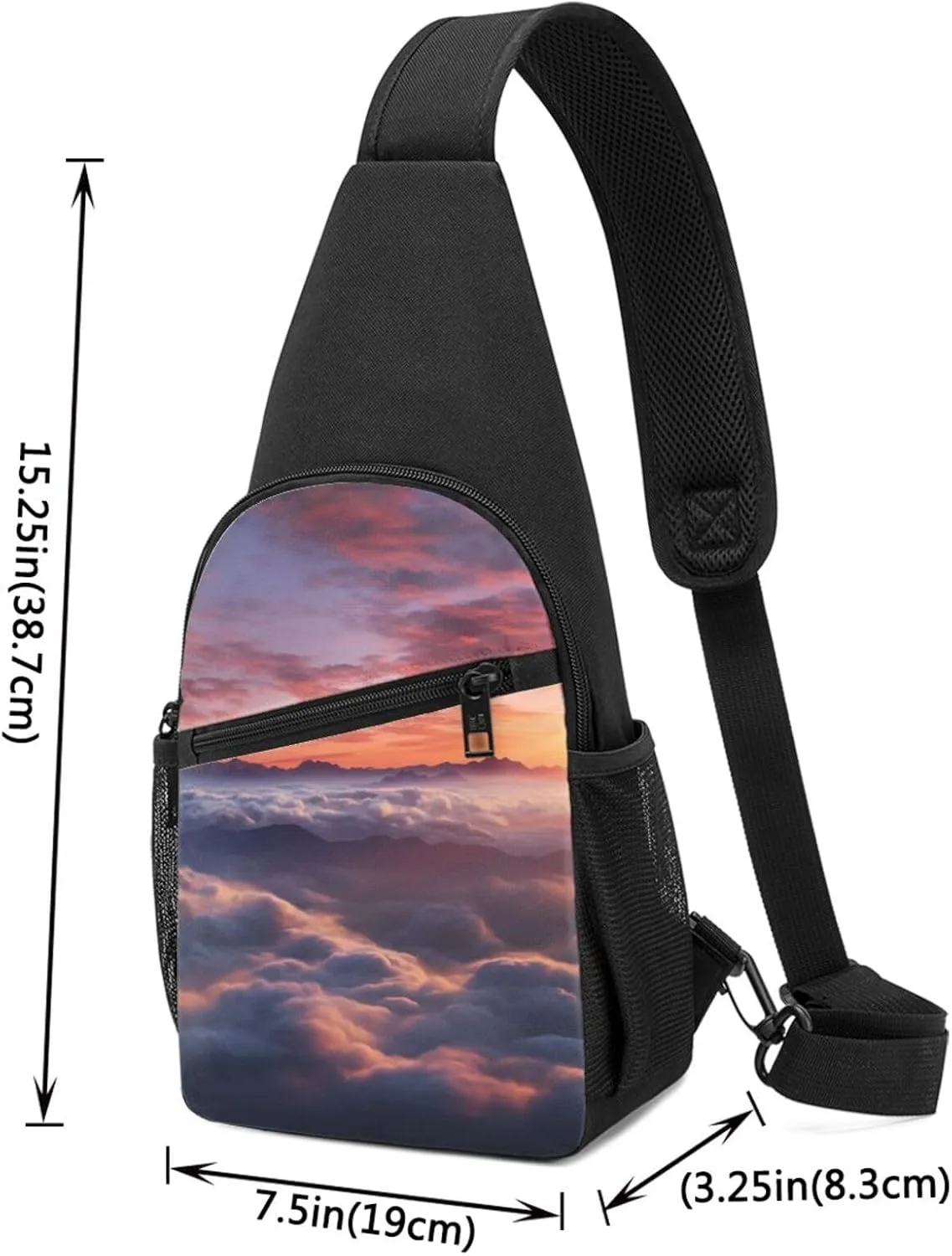 Sling Bag Backpack for Men Women Crossbody Sunrise Clouds Chest Bag Crossbody Bag for Travel Sport Running