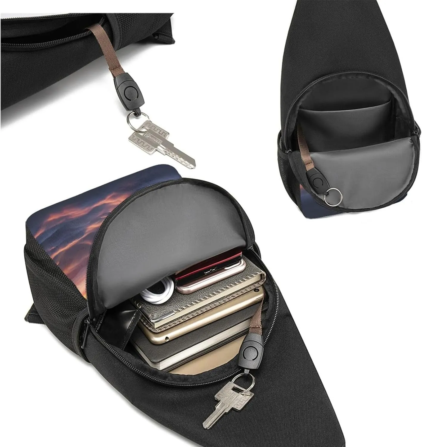 Sling Bag Backpack for Men Women Crossbody Sunrise Clouds Chest Bag Crossbody Bag for Travel Sport Running