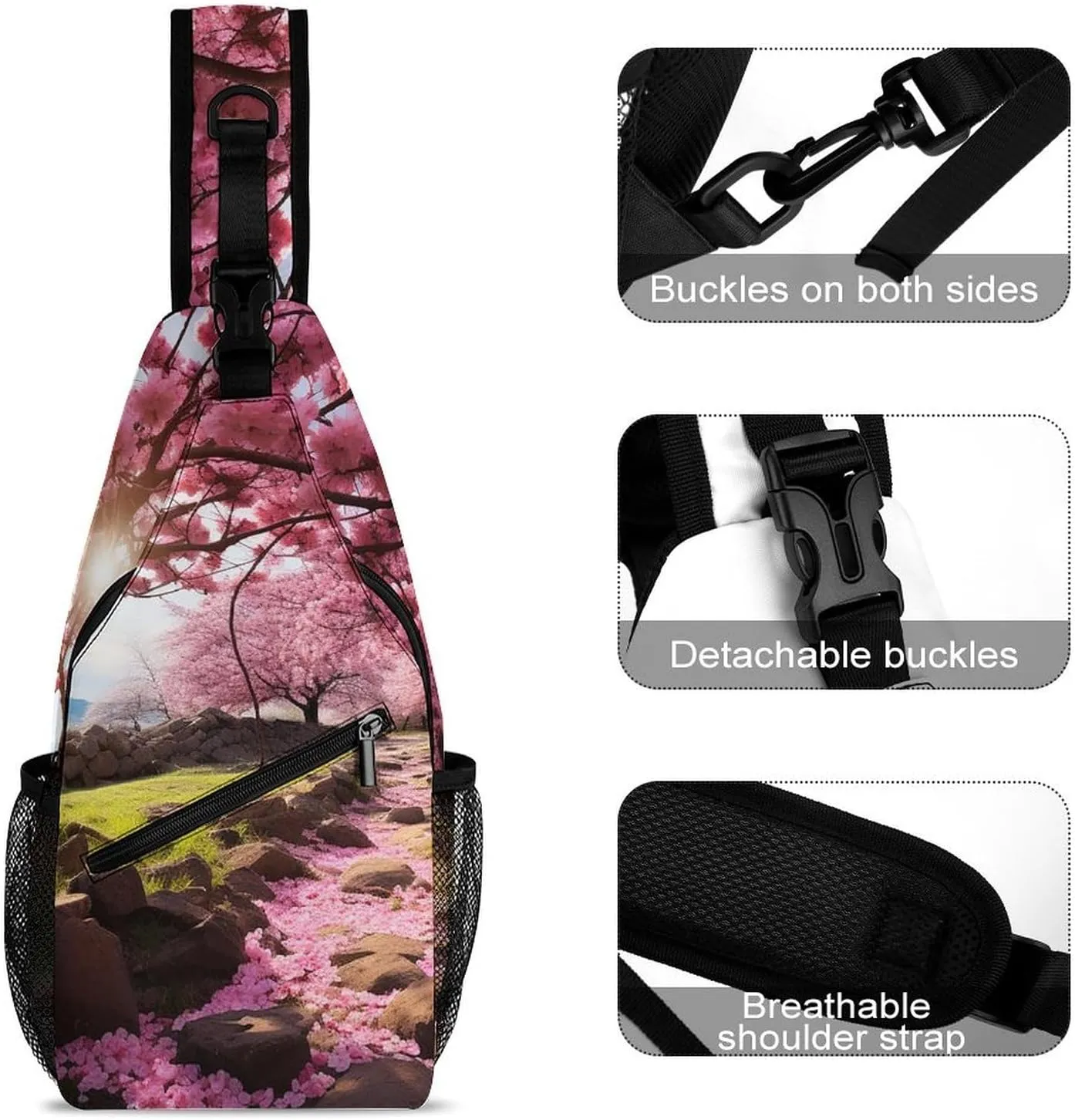 Sling Bag Crossbody Backpack for Men Women Blooming Orchard Chest Bag Crossbody Bag for Travel Sport Running