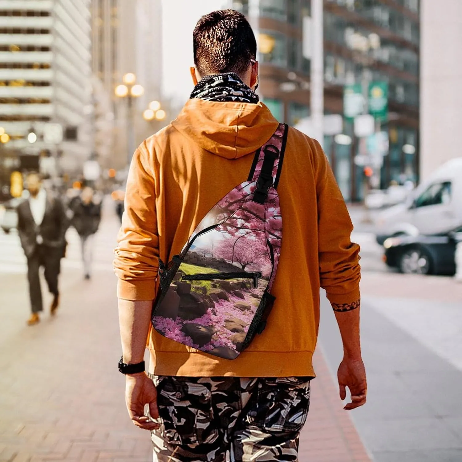 Sling Bag Crossbody Backpack for Men Women Blooming Orchard Chest Bag Crossbody Bag for Travel Sport Running