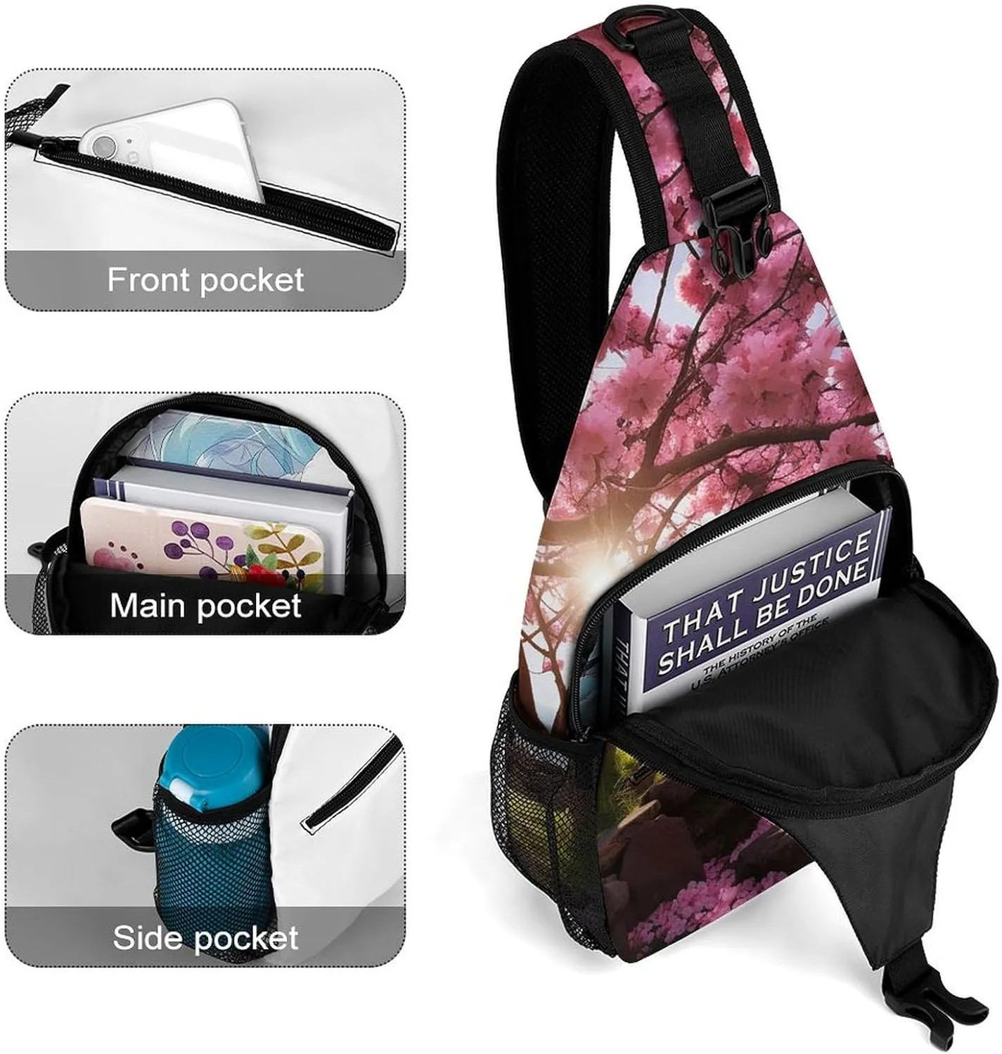 Sling Bag Crossbody Backpack for Men Women Blooming Orchard Chest Bag Crossbody Bag for Travel Sport Running