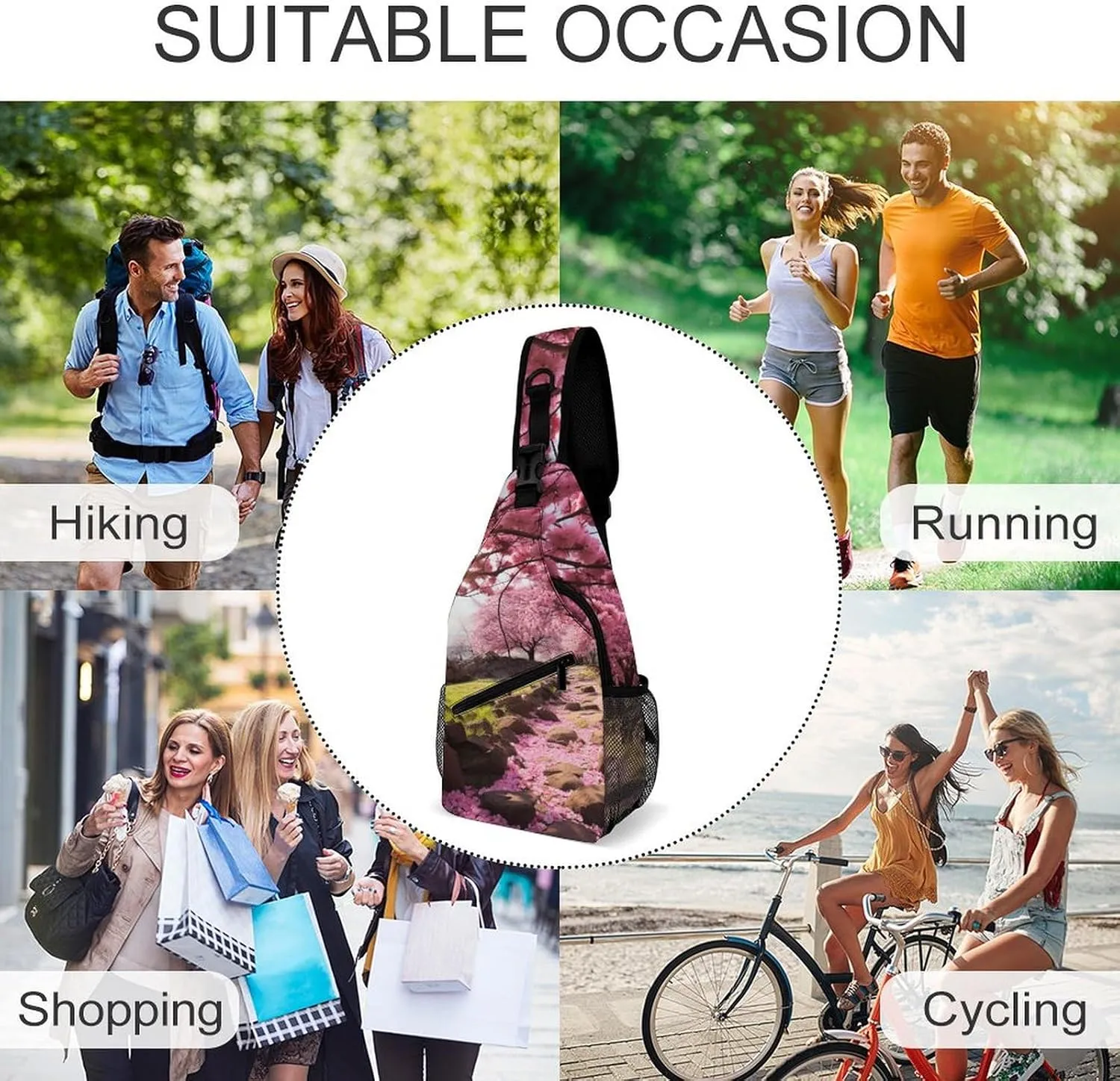 Sling Bag Crossbody Backpack for Men Women Blooming Orchard Chest Bag Crossbody Bag for Travel Sport Running