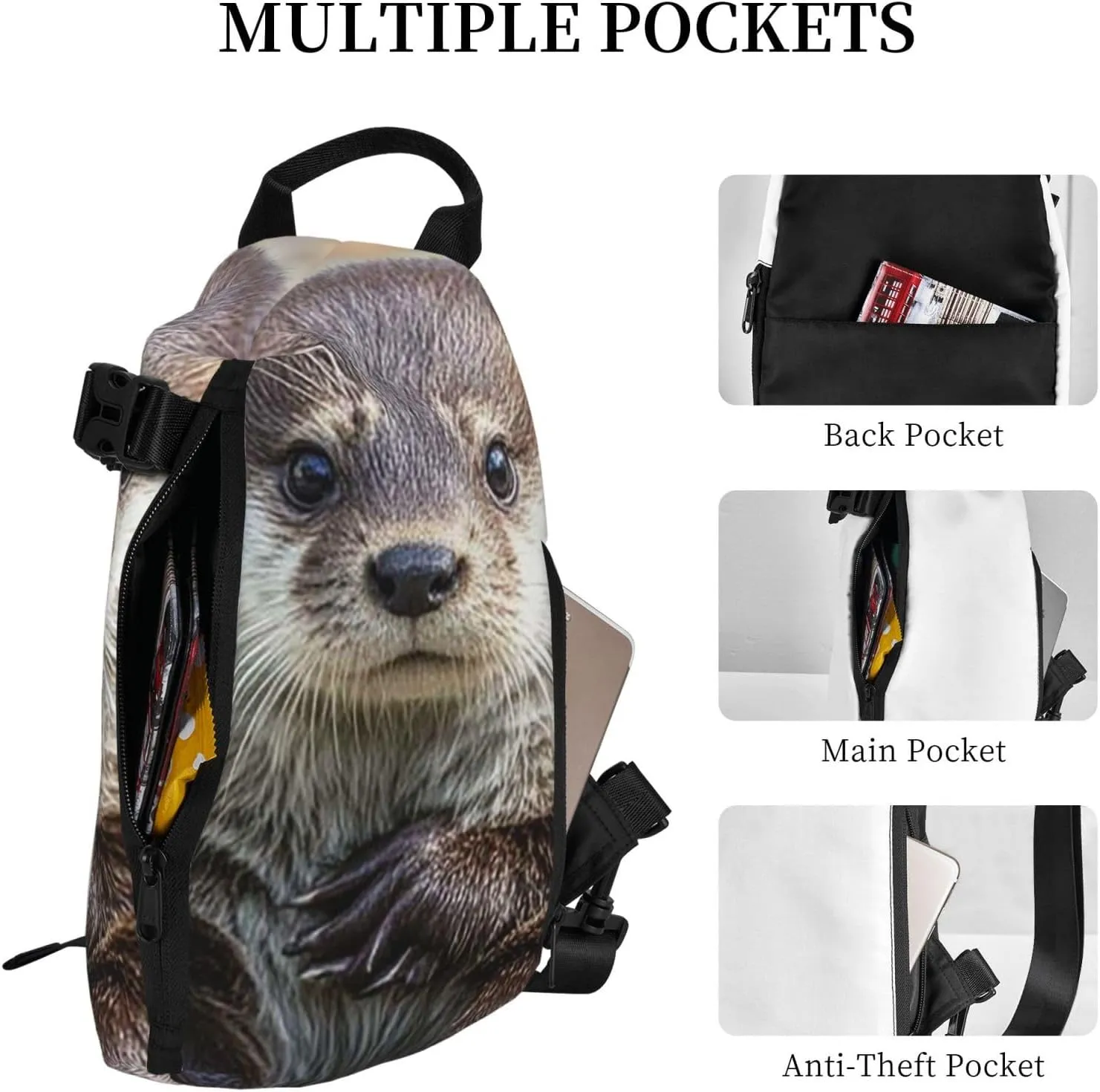 Sling Bag Crossbody Backpack for Men Women Cute otter1 Chest Bag Crossbody Bag for Travel Sport Running