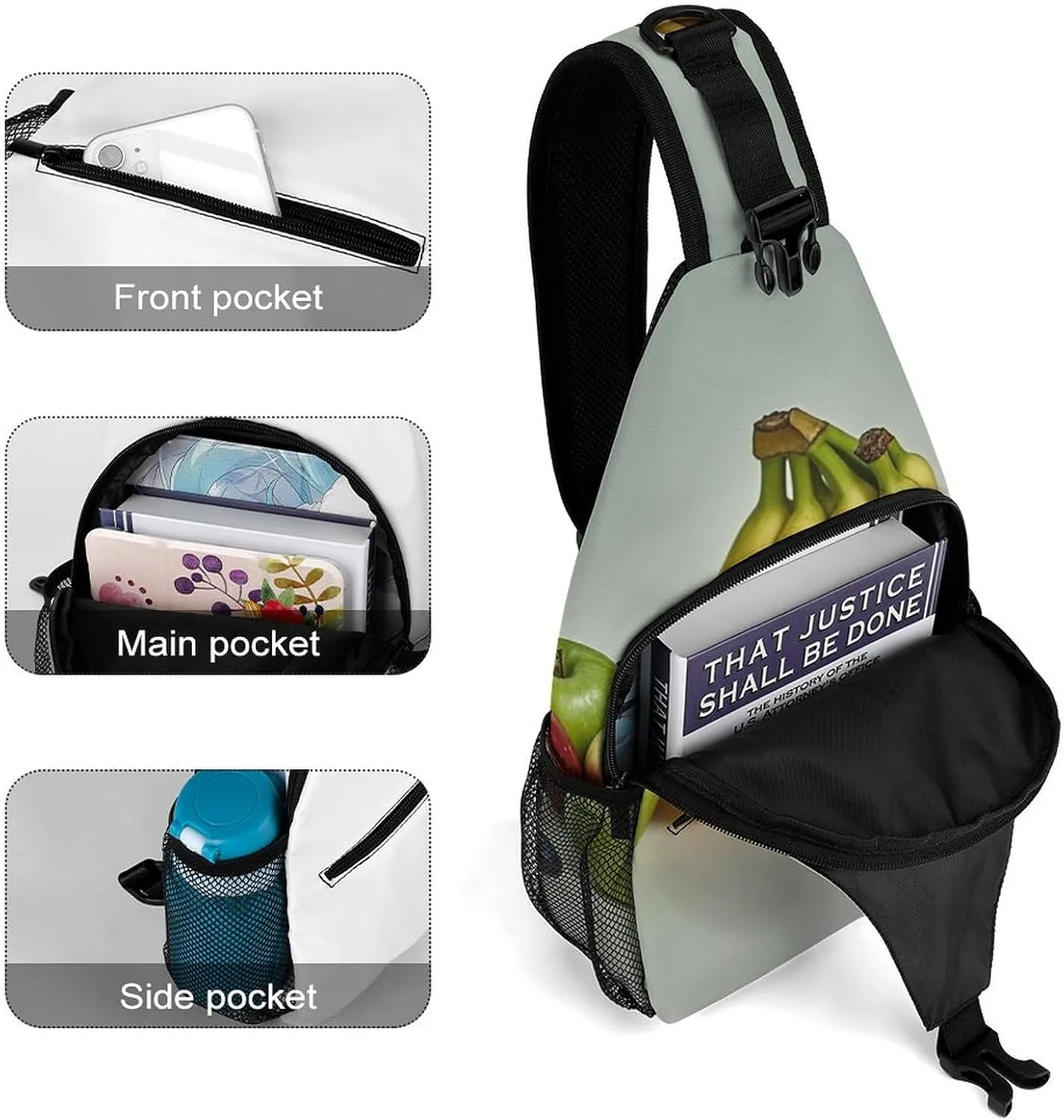 Sling Bag Crossbody Backpack for Men Women Fruits Chest Bag Crossbody Bag for Travel Sport Running