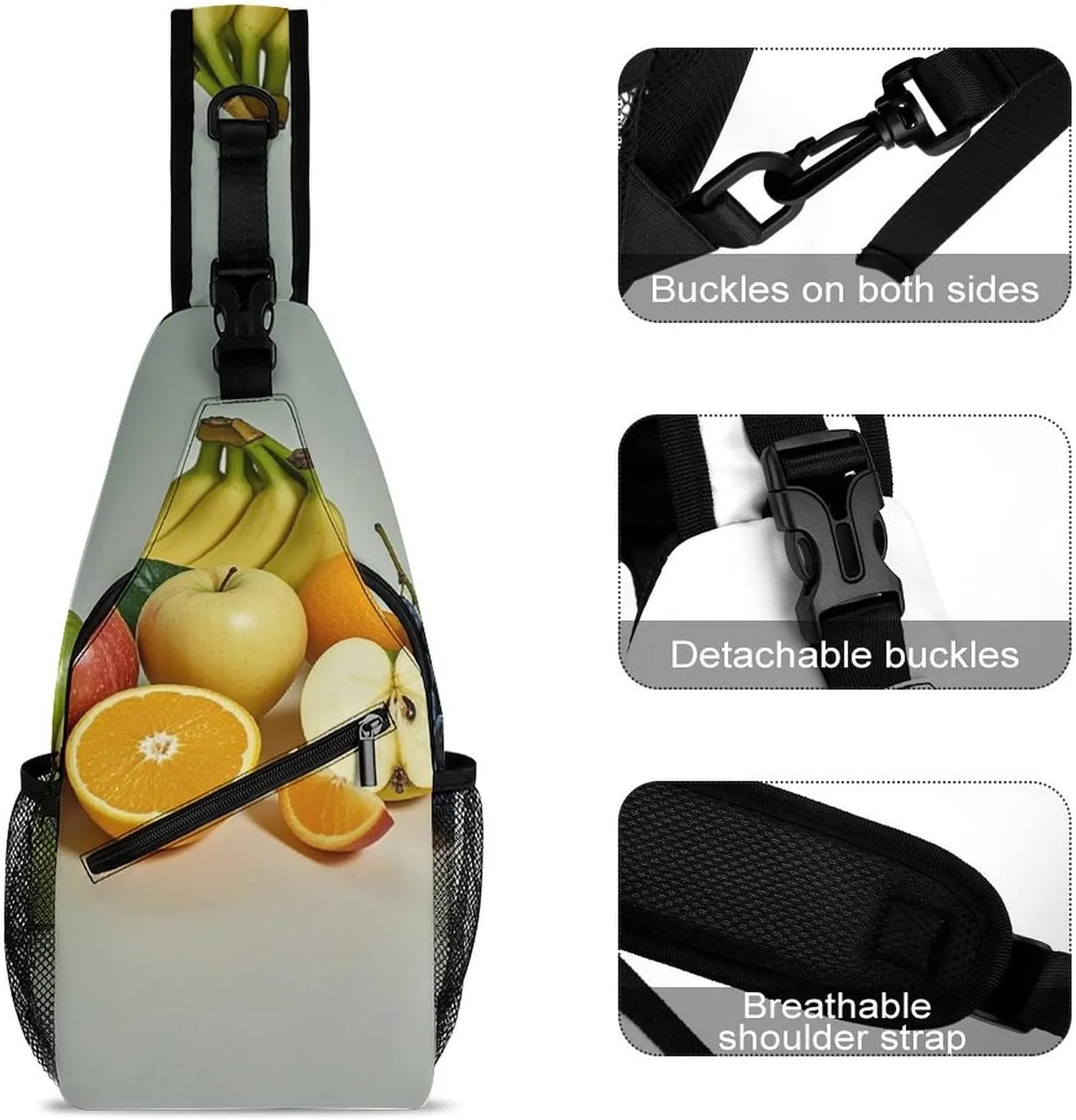 Sling Bag Crossbody Backpack for Men Women Fruits Chest Bag Crossbody Bag for Travel Sport Running