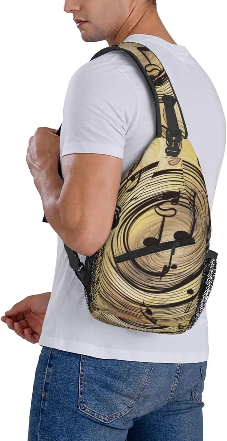 Sling Bag Crossbody Backpack for Men Women Muisc Note Chest Bag Crossbody Bag for Travel Sport Running
