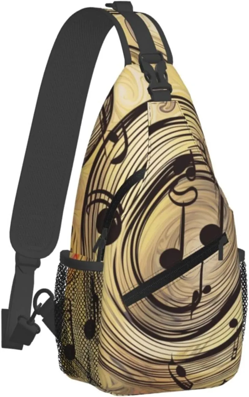Sling Bag Crossbody Backpack for Men Women Muisc Note Chest Bag Crossbody Bag for Travel Sport Running