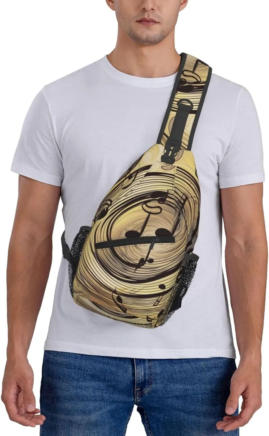 Sling Bag Crossbody Backpack for Men Women Muisc Note Chest Bag Crossbody Bag for Travel Sport Running