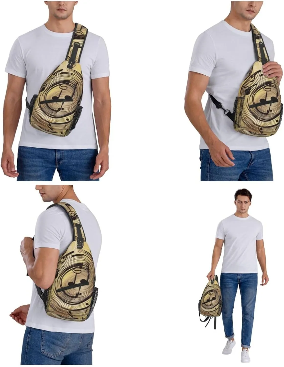 Sling Bag Crossbody Backpack for Men Women Muisc Note Chest Bag Crossbody Bag for Travel Sport Running