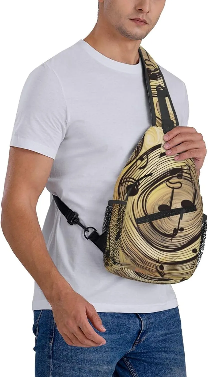 Sling Bag Crossbody Backpack for Men Women Muisc Note Chest Bag Crossbody Bag for Travel Sport Running