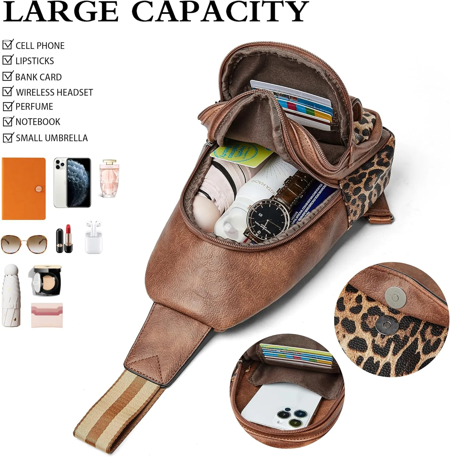 Sling Bag Crossbody Bags for Women Cross Body Fanny Packs Chest Sling Purses for Travel Shopping Leisure Sport