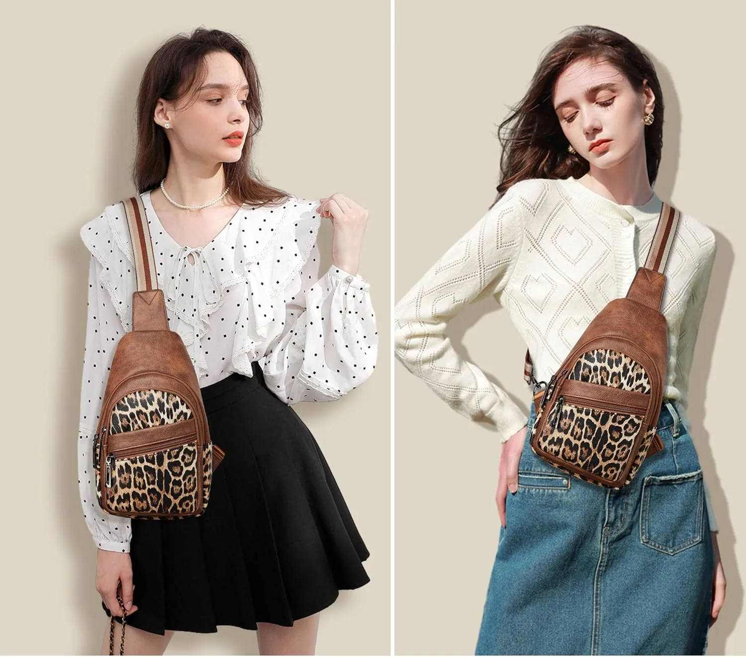 Sling Bag Crossbody Bags for Women for Travel, 3.5 x 10.5 x 6"(L x H x W),Adjustable Straps 22.5 to 44 inch