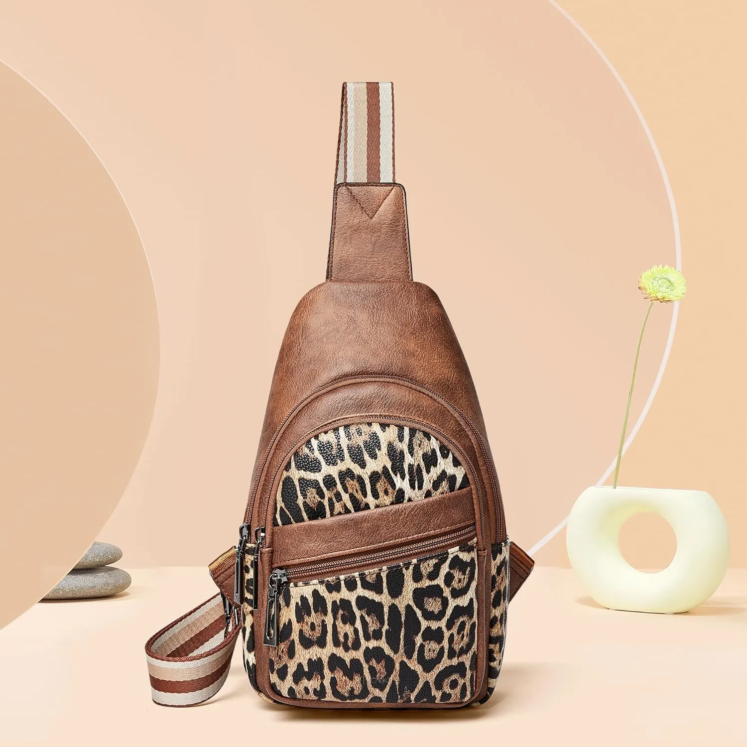 Sling Bag Crossbody Bags for Women for Travel, 3.5 x 10.5 x 6"(L x H x W),Adjustable Straps 22.5 to 44 inch
