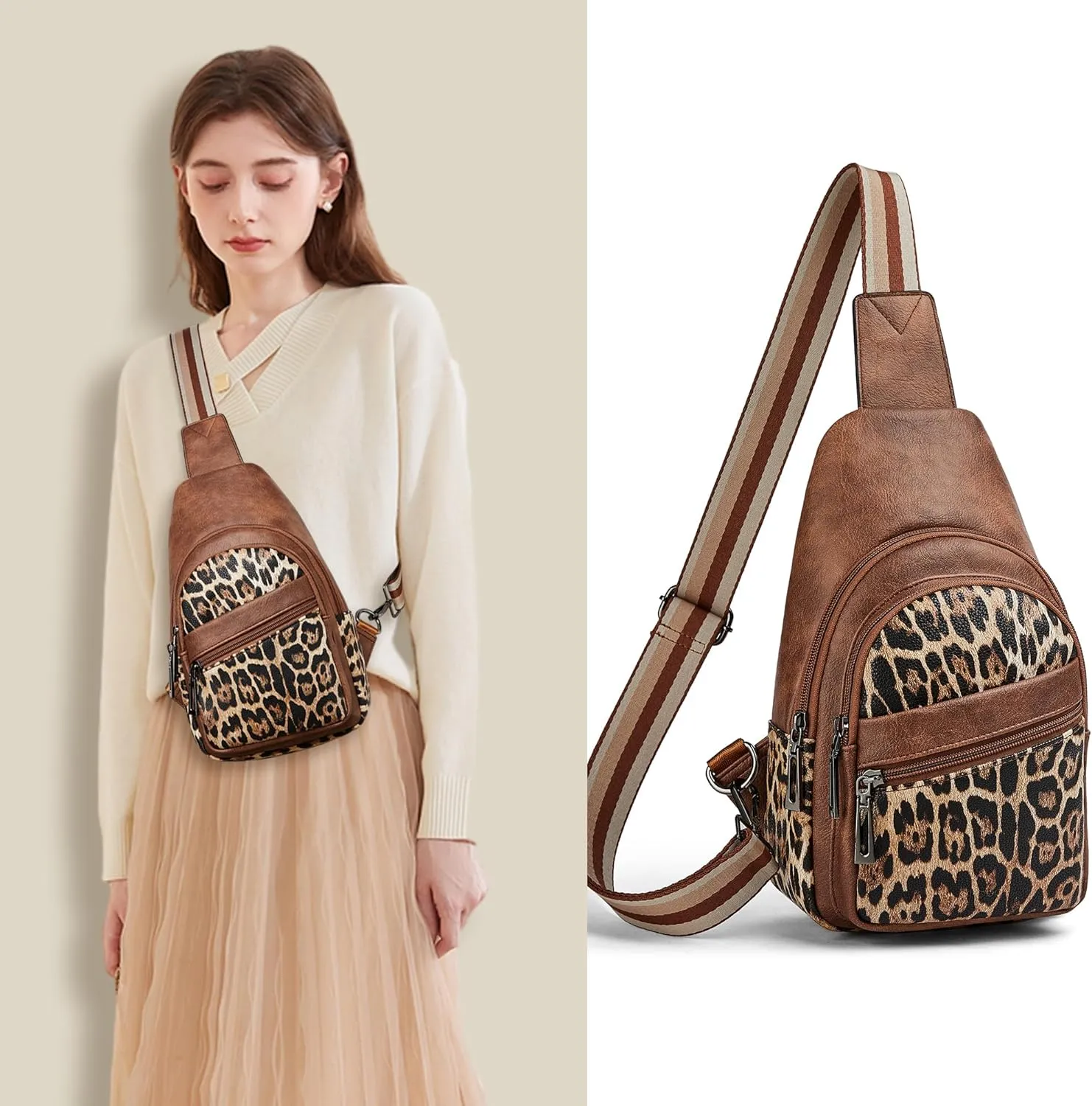 Sling Bag Crossbody Bags for Women for Travel, 3.5 x 10.5 x 6"(L x H x W),Adjustable Straps 22.5 to 44 inch
