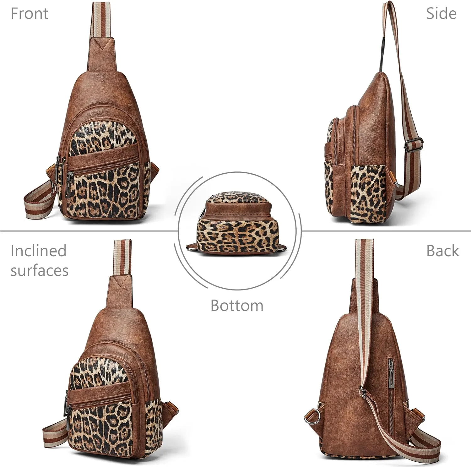 Sling Bag Crossbody Bags for Women for Travel, 3.5 x 10.5 x 6"(L x H x W),Adjustable Straps 22.5 to 44 inch
