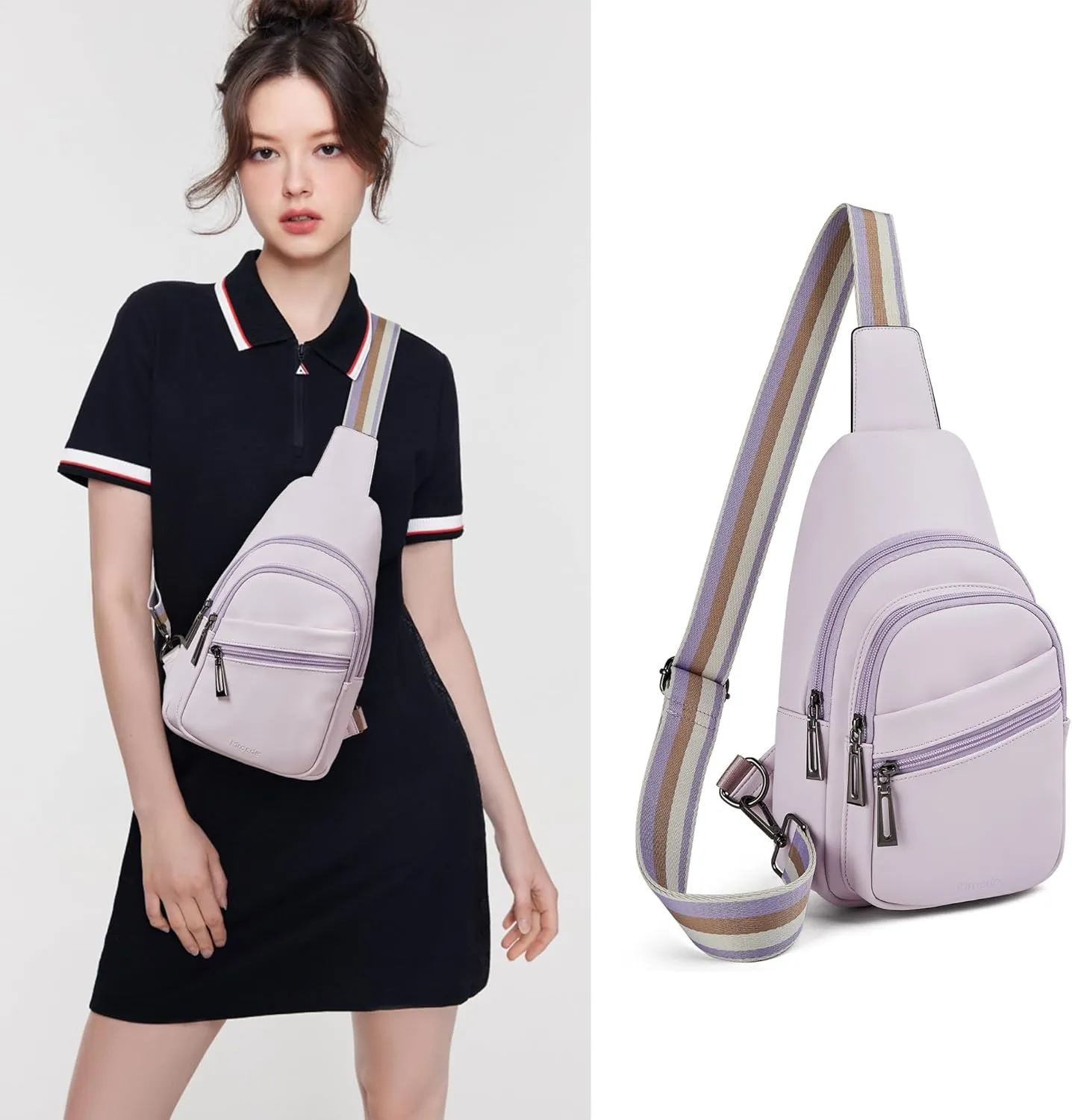 Sling Bag Crossbody Bags for Women for Travel, 3.5 x 10.5 x 6"(L x H x W),Adjustable Straps 22.5 to 44 inch