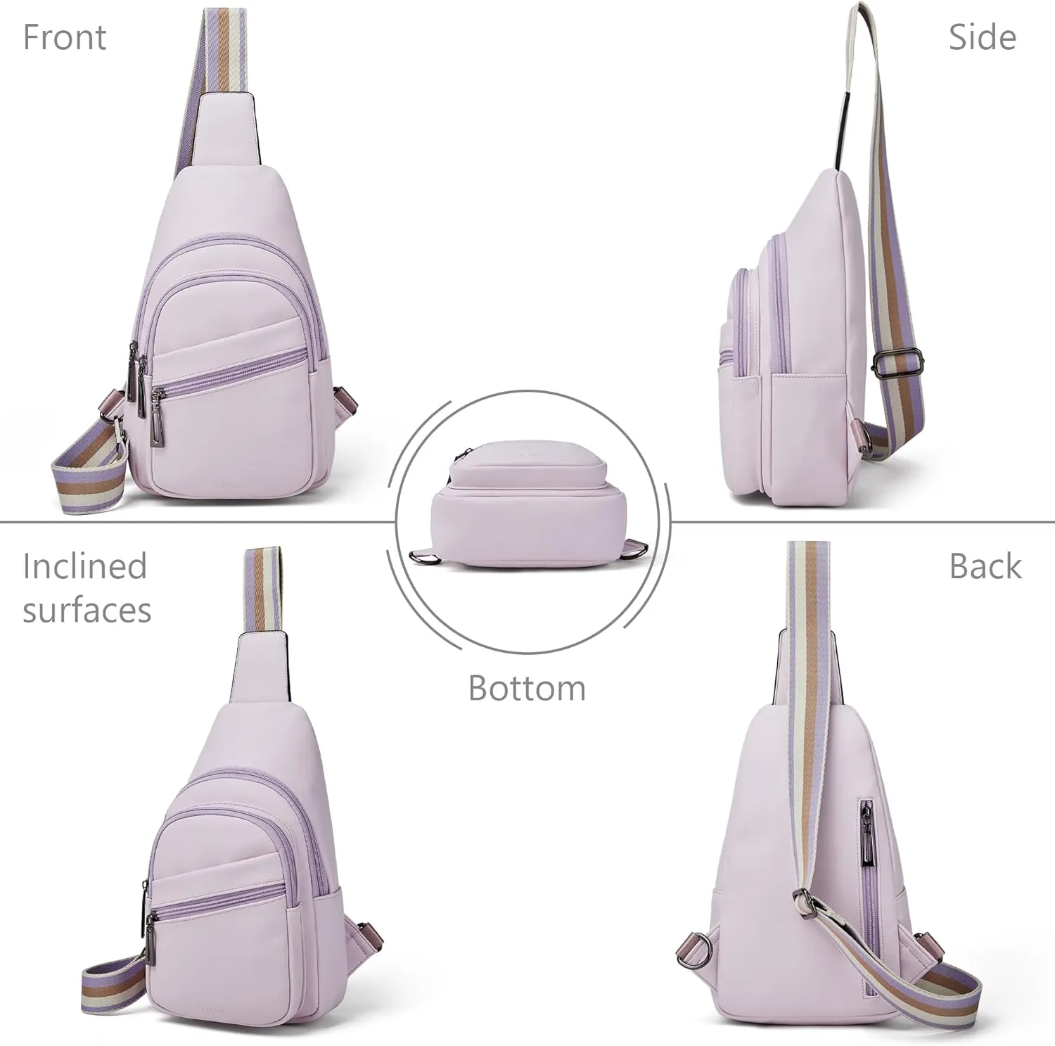 Sling Bag Crossbody Bags for Women for Travel, 3.5 x 10.5 x 6"(L x H x W),Adjustable Straps 22.5 to 44 inch