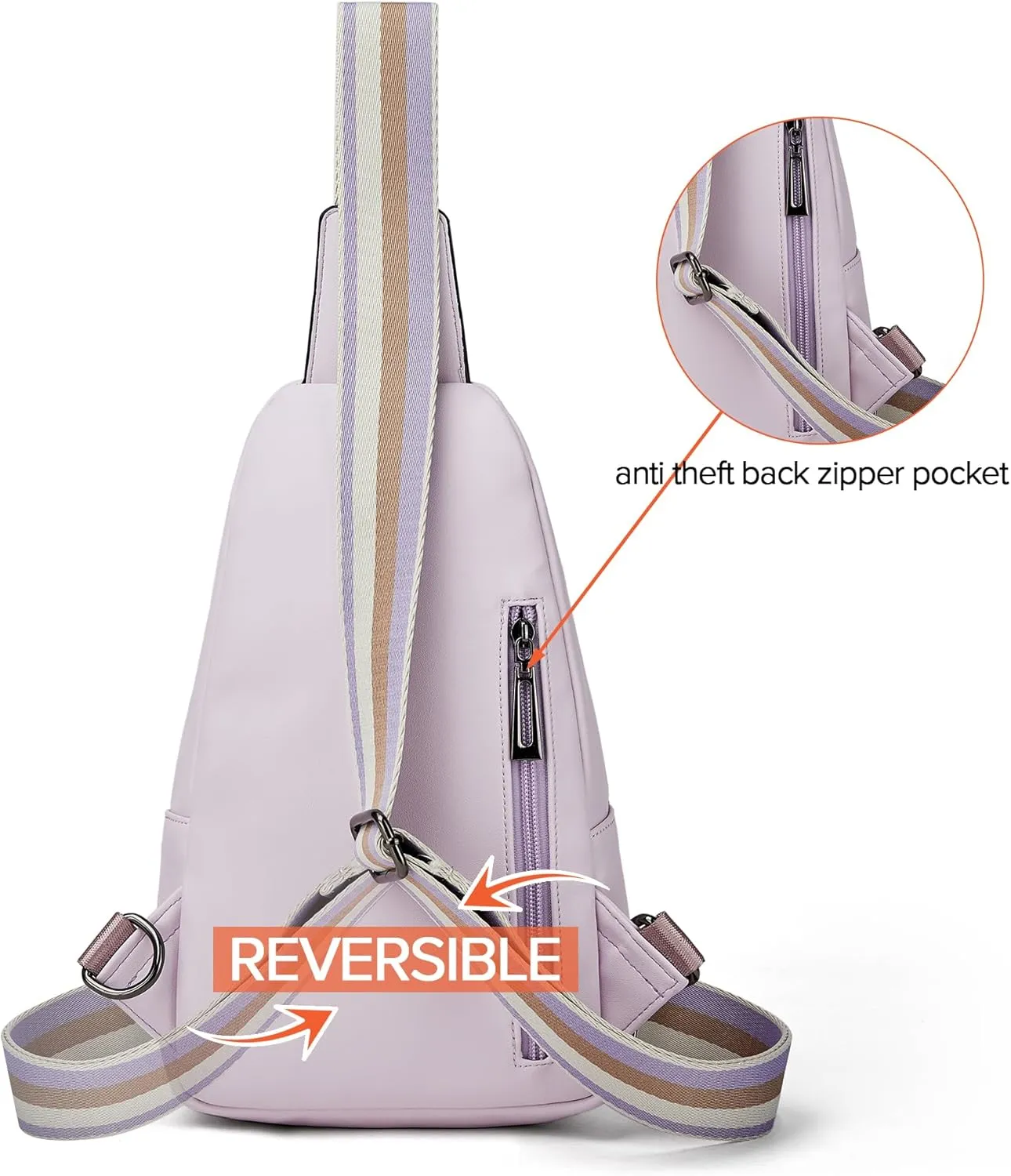 Sling Bag Crossbody Bags for Women for Travel, 3.5 x 10.5 x 6"(L x H x W),Adjustable Straps 22.5 to 44 inch