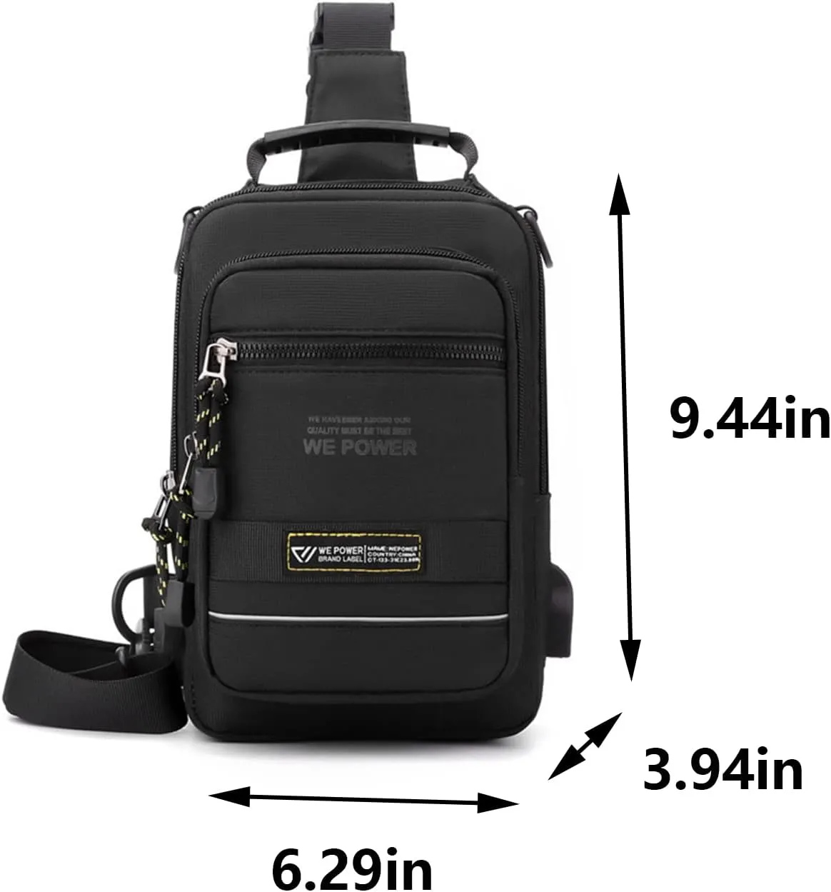 Sling Bag for Men and Women,Chest Bag Shoulder Bag Waterproof Crossbody Bag Hiking Daypack Messenger Bag(Black)