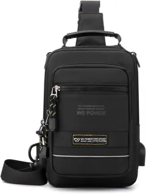 Sling Bag for Men and Women,Chest Bag Shoulder Bag Waterproof Crossbody Bag Hiking Daypack Messenger Bag(Black)