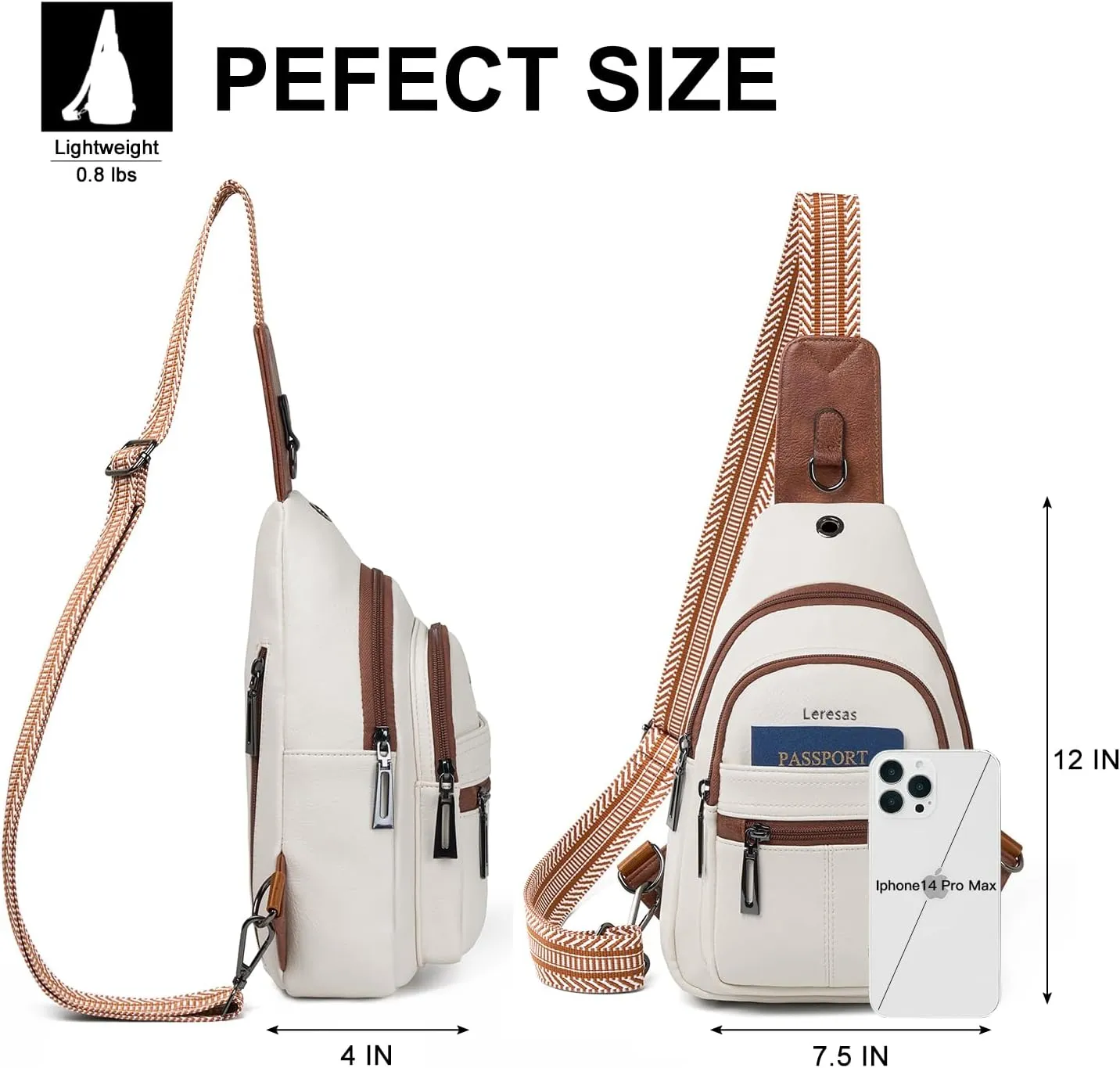 Sling Bag for Women Crossbody Purse Leather Crossbody Bag Fanny Pack Chest Pack for Travel Everyday Vacation