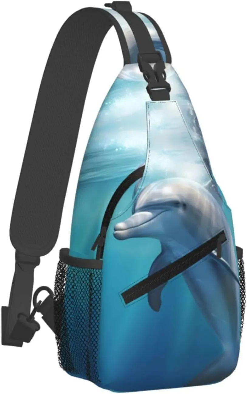Sling Bag for Women Men Chest Bag winter the dolphin Crossbody Bag Small Sling Backpack Fanny Packs Hiking Daypack