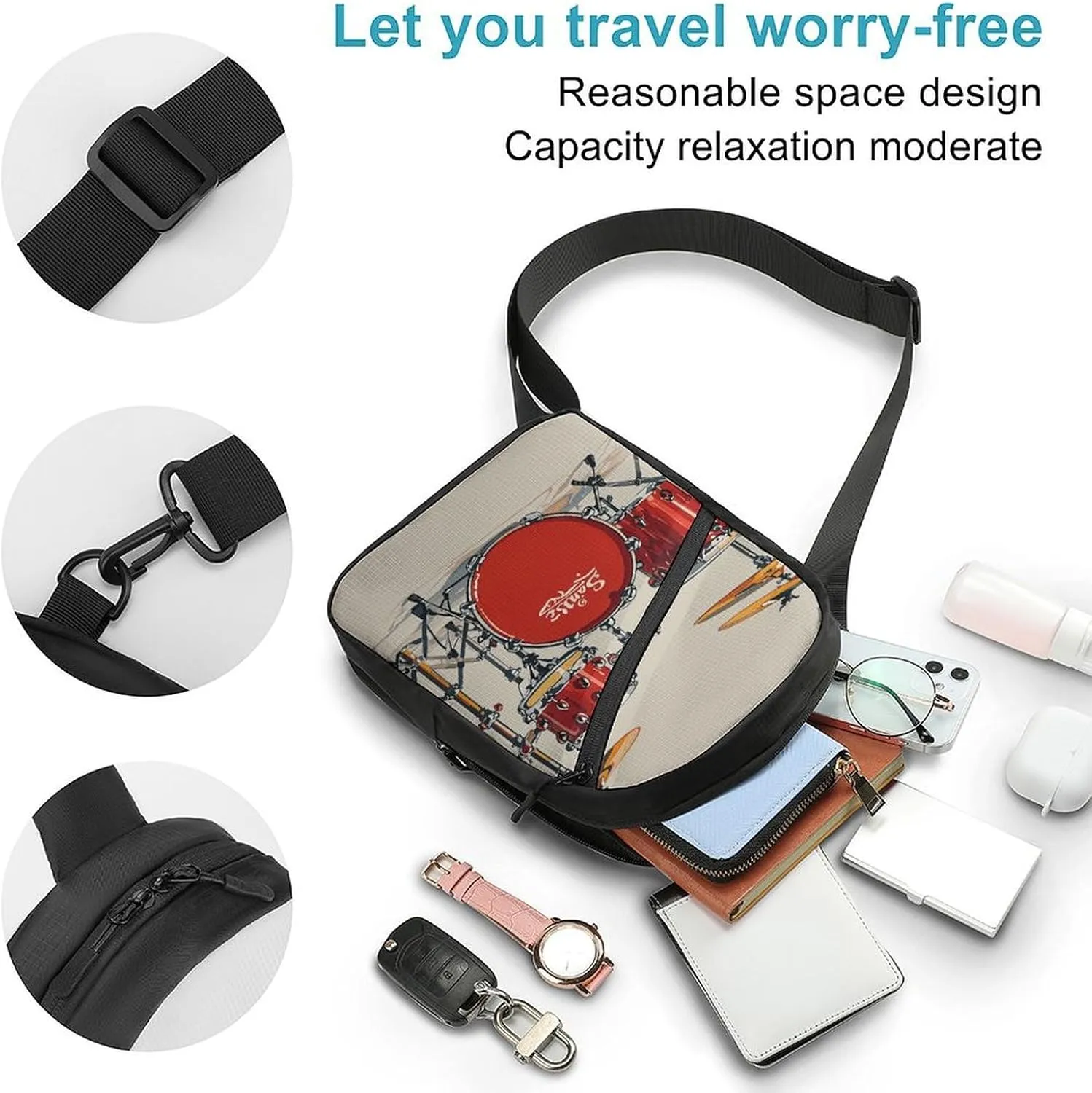 Sling Bag for Women Men Daypack Concert Party Chest Bag Crossbody Backpack for Hiking Travel