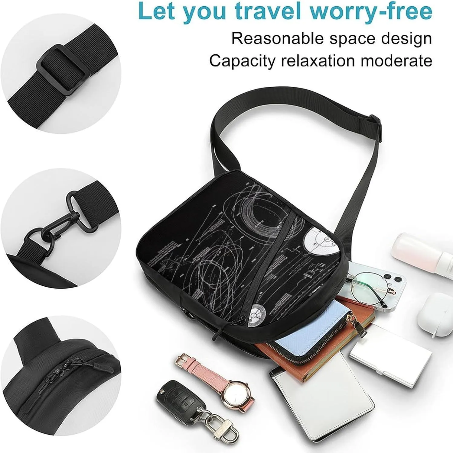 Sling Bag for Women Men Daypack Physics Print Chest Bag Crossbody Backpack for Hiking Travel