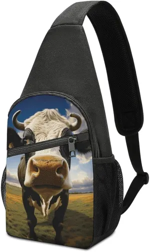 Sling Bag for Women Men Prairie Cow Chest Bag Fashion Sling Backpack Casual Crossbody Bags for Travel