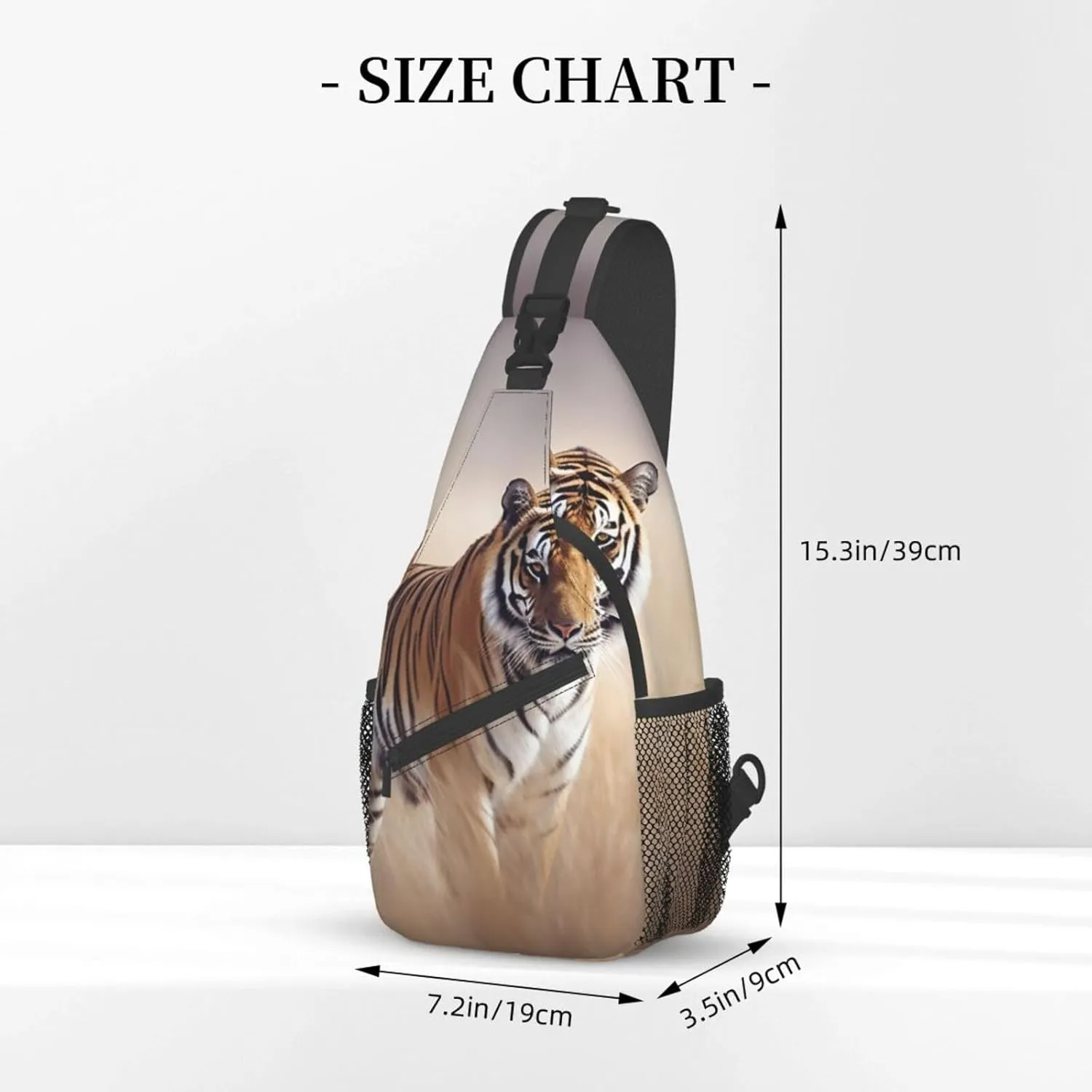 Sling Bag for Women Men Shoulder Bag Travel Paris Chest Bag Travel Fanny Pack Lightweight Casual Daypack, Tiger Walking in the Grassland, One Size