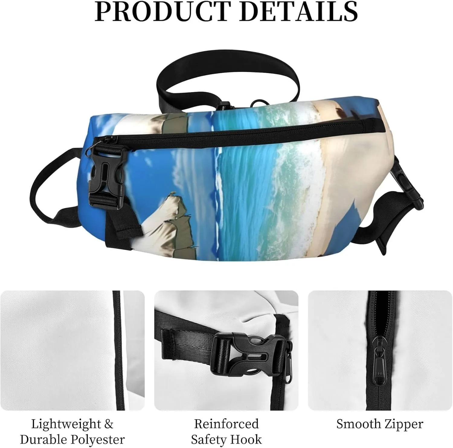 Sling Bag for Women Men Shoulder Bag Universe Landscape Painting Chest Bag Travel Fanny Pack Lightweight Casual Daypack, Umbrella on Beach, One Size