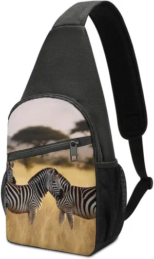 Sling Bags Africa Grassland Zebra Crossbody Bag for Women Men Cross Body Bag for Travel Hiking Shopping