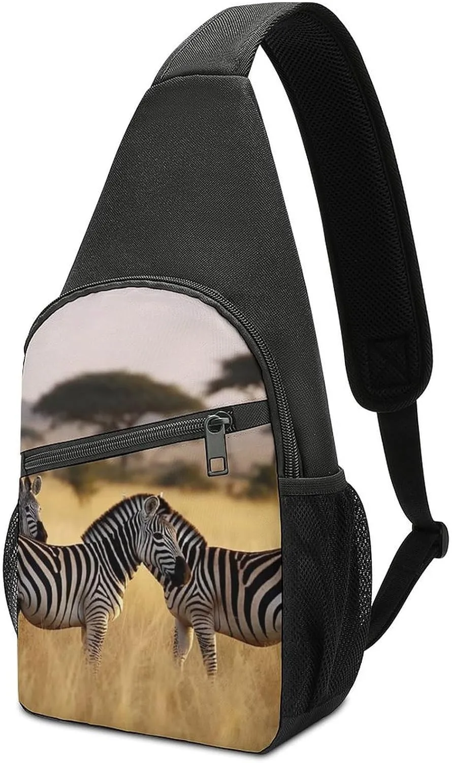 Sling Bags Africa Grassland Zebra Crossbody Bag for Women Men Cross Body Bag for Travel Hiking Shopping