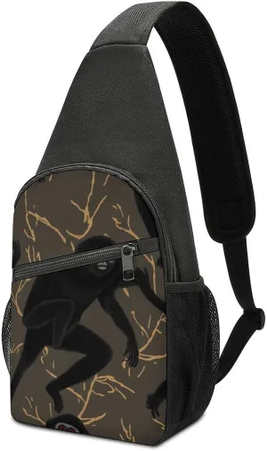 Sling Bags Black Gibbon Monkey Crossbody Bag for Women Men Cross Body Bag for Travel Hiking Shopping