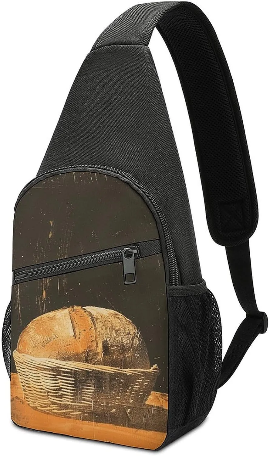 Sling Bags Bread in Basket Crossbody Bag for Women Men Cross Body Bag for Travel Hiking Shopping