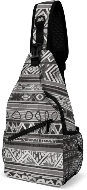 Sling Bags Grey Tribal Crossbody Bag for Women Men Cross Body Bag for Travel Hiking Shopping