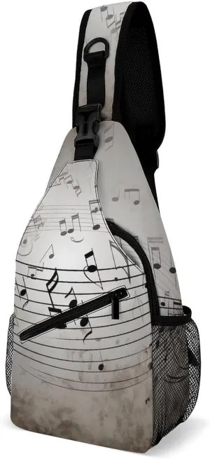 Sling Bags Music Note Wall Crossbody Bag for Women Men Cross Body Bag for Travel Hiking Shopping