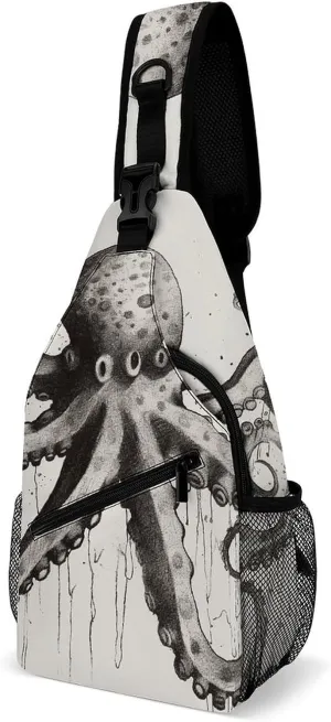Sling Bags Octopus Crossbody Bag for Women Men Cross Body Bag for Travel Hiking Shopping