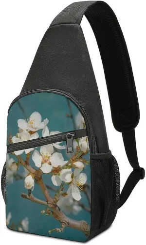 Sling Bags Pale White Flowers Crossbody Bag for Women Men Cross Body Bag for Travel Hiking Shopping