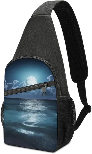Sling Bags Sea And Moon Crossbody Bag for Women Men Cross Body Bag for Travel Hiking Shopping